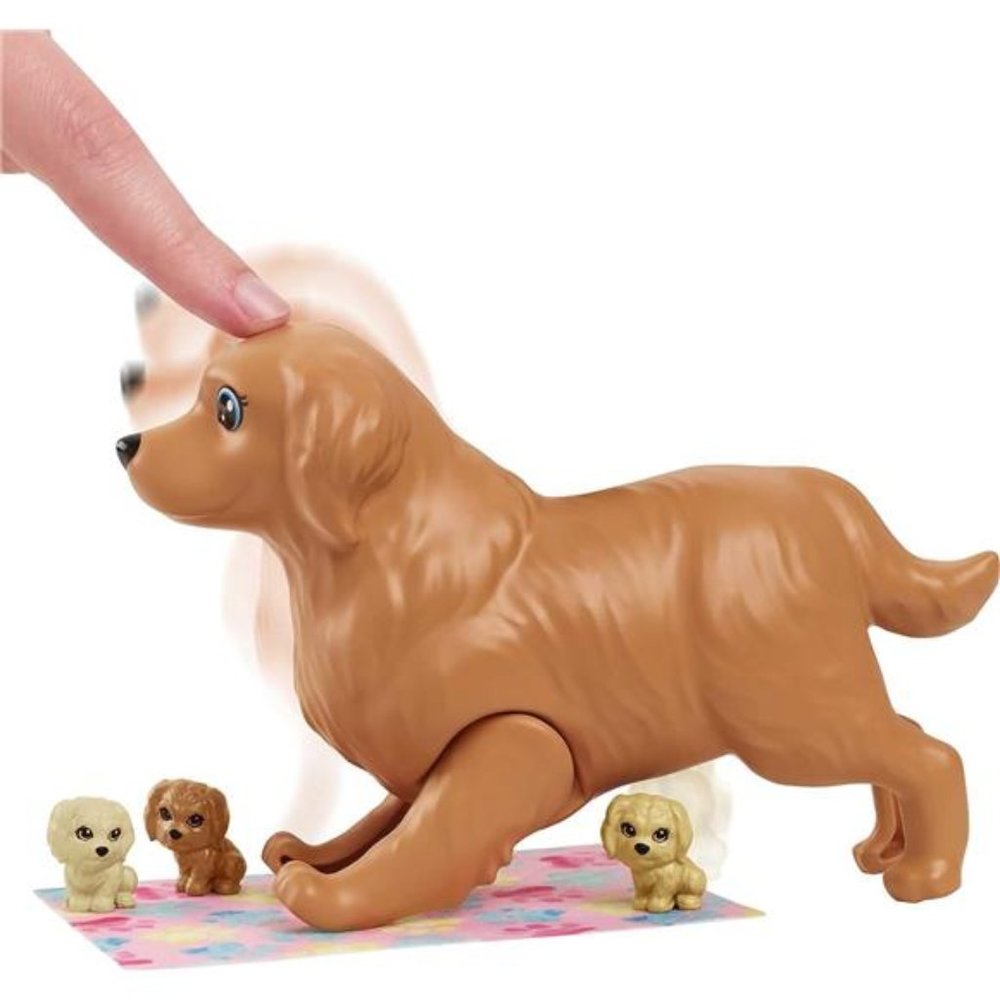 Barbie Doll and Pets, Blonde Doll with Mommy Dog, 3 Puppies Pet Accessories - Picture 3 of 6